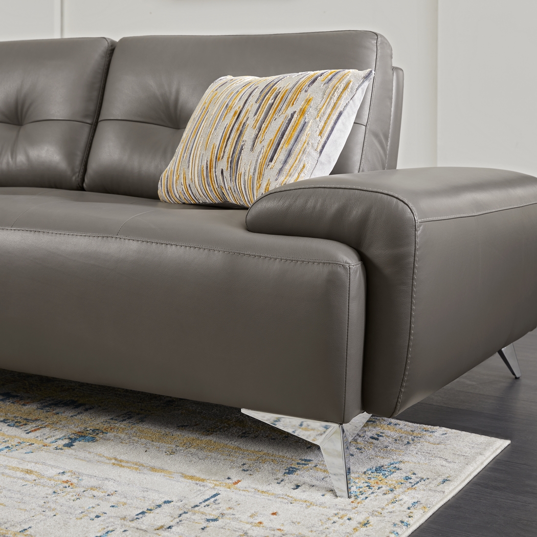 Avellino Gray Leather 5 Pc Sectional Living Room - Thumbnail - Image 5