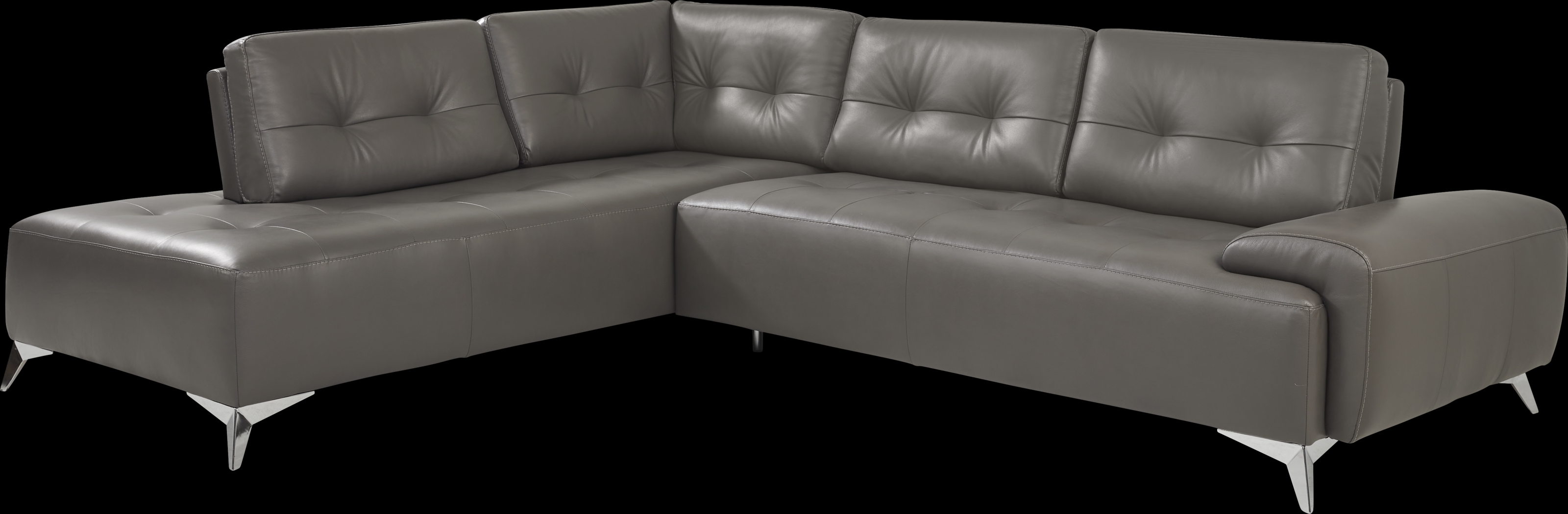 Avellino Gray Leather 5 Pc Sectional Living Room - Thumbnail - Image 3