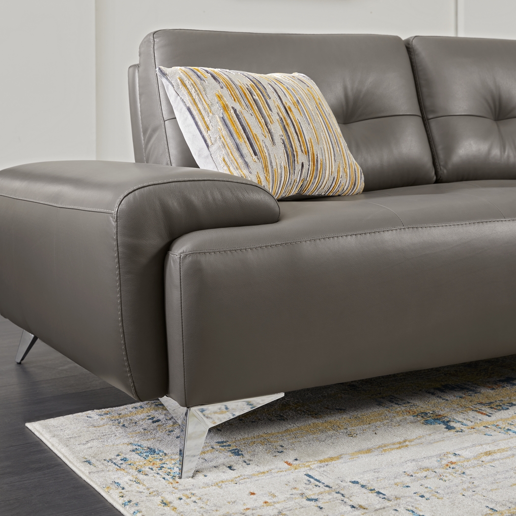Avellino Gray Leather 2 Pc Sectional - Thumbnail - Image 4