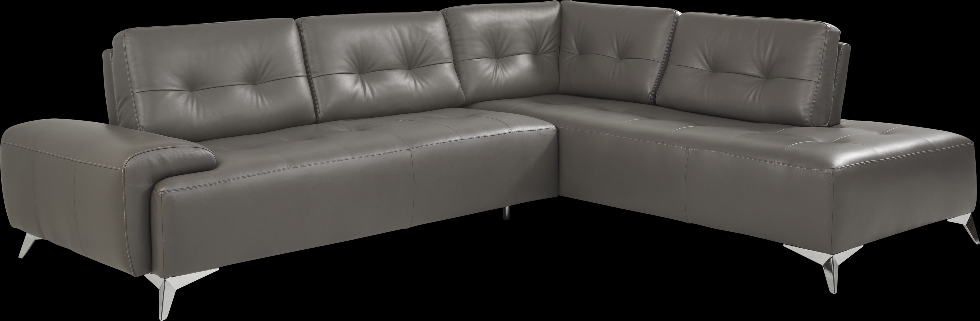 Avellino Gray Leather 2 Pc Sectional - Thumbnail - Image 1