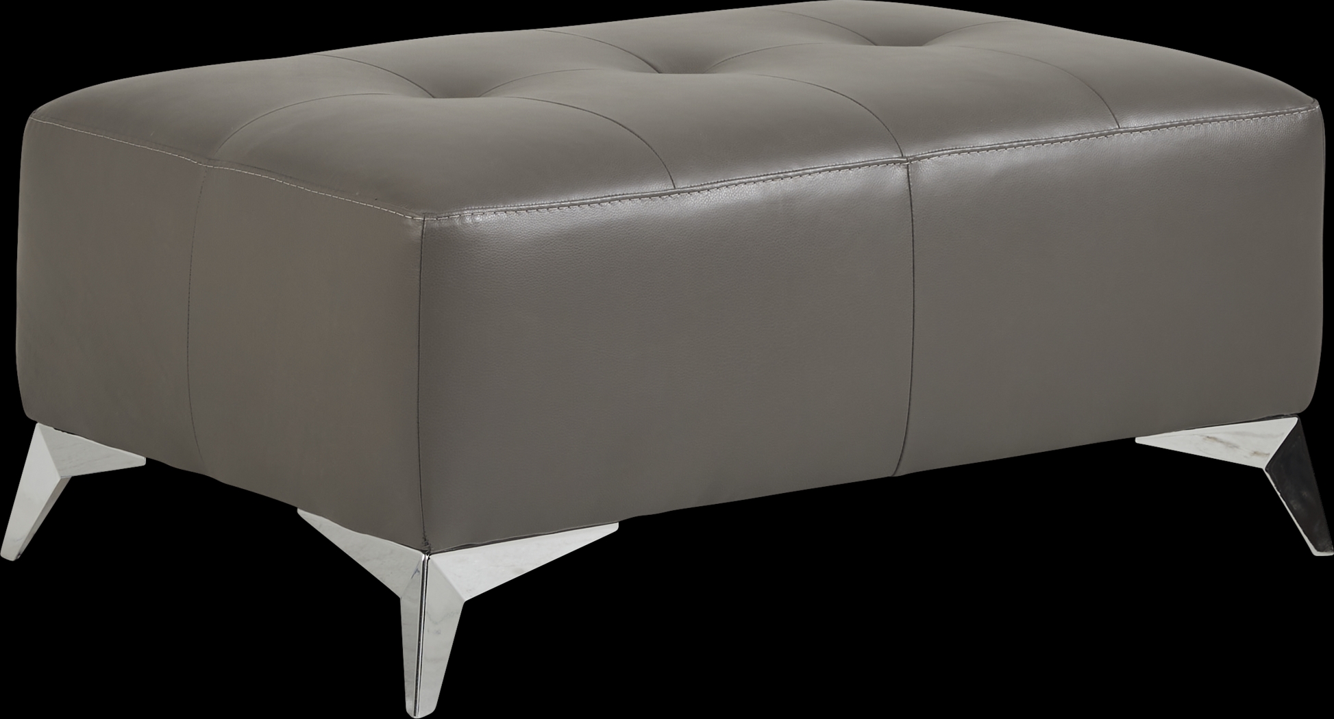 Avellino Gray Leather Cocktail Ottoman - Thumbnail - Image 1