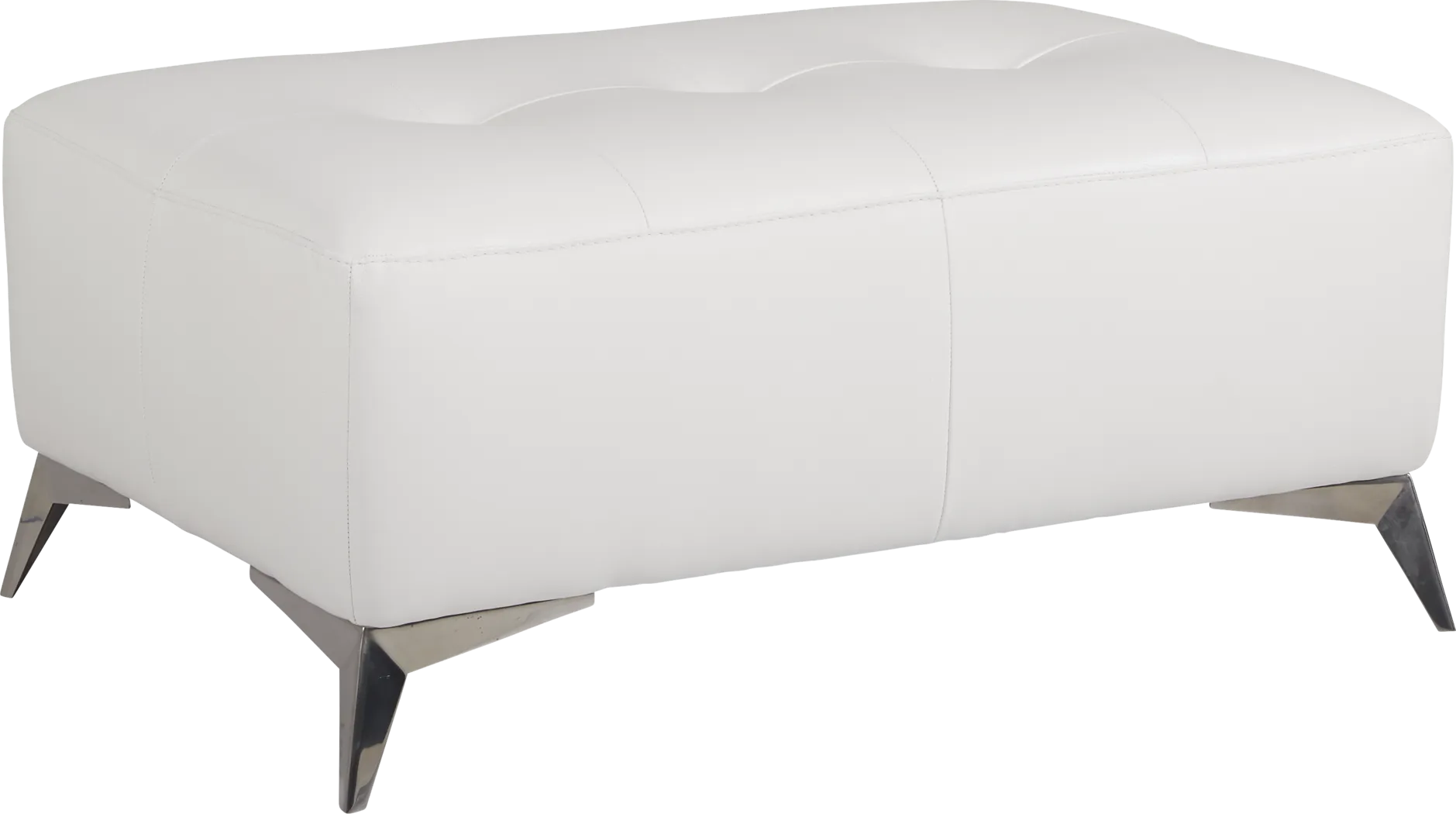 Avellino White Leather Cocktail Ottoman - Thumbnail - Image 1