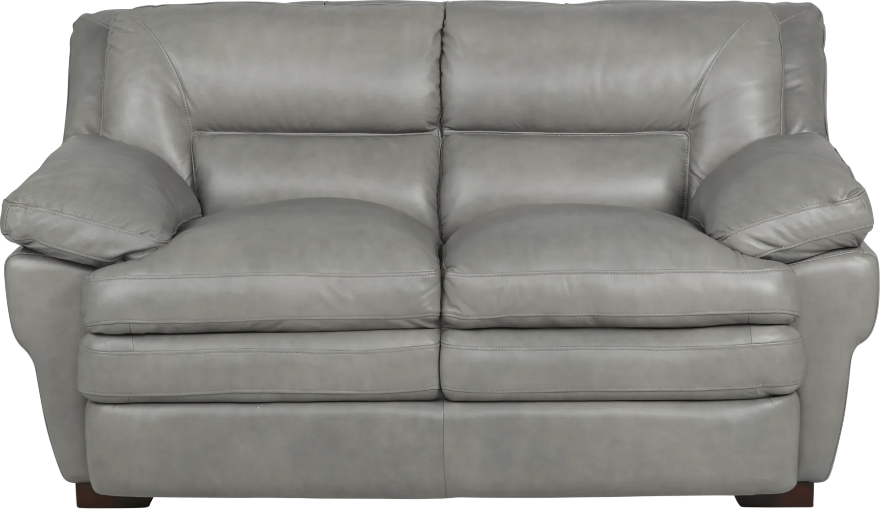 Aventino Gray Leather Loveseat - Thumbnail - Image 1
