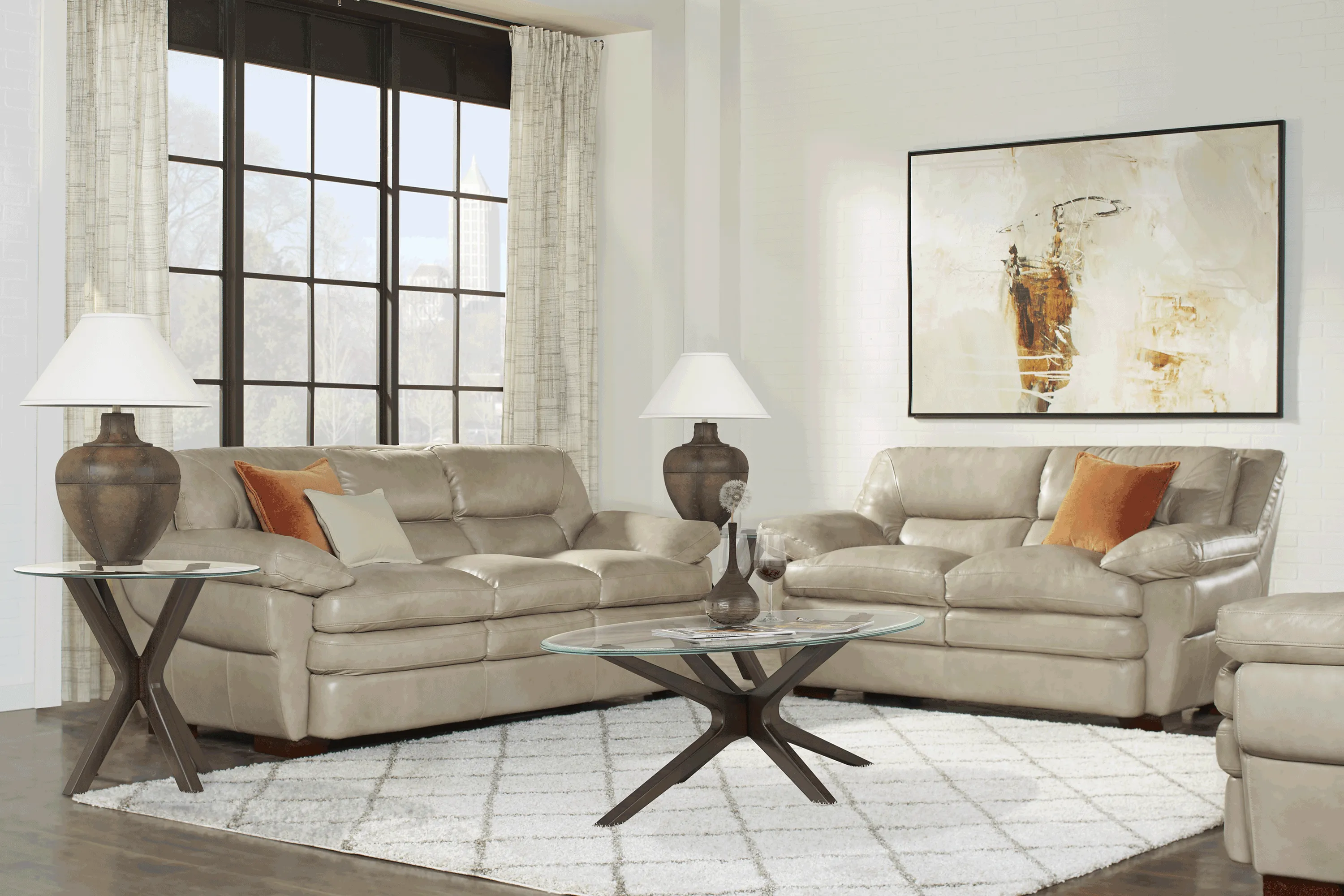Aventino Tan Leather Sofa - Thumbnail - Image 2