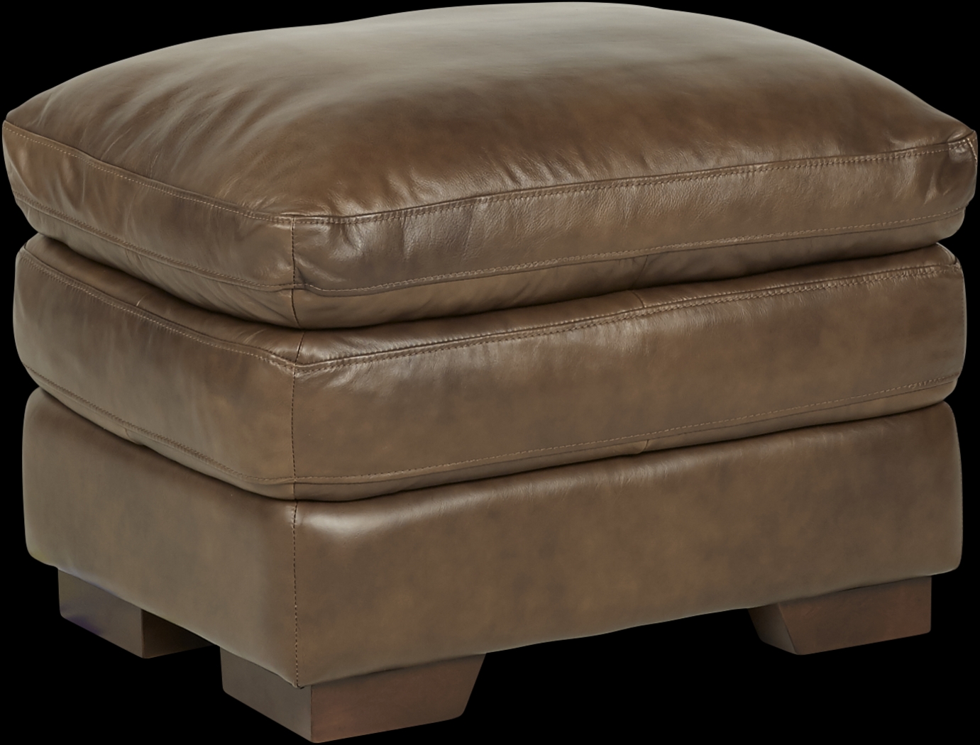 Aventino Tobacco Leather Ottoman - Thumbnail - Image 1