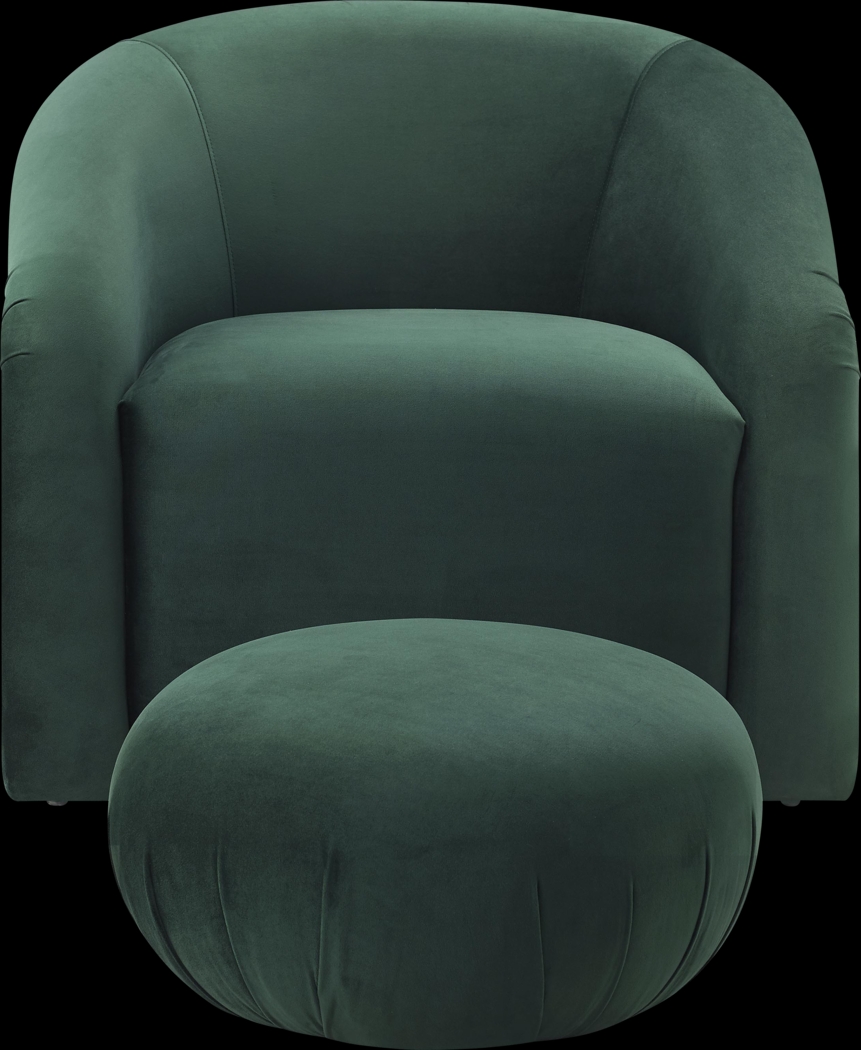 Avera Elle Green Accent Chair and Ottoman Set - Thumbnail - Image 2