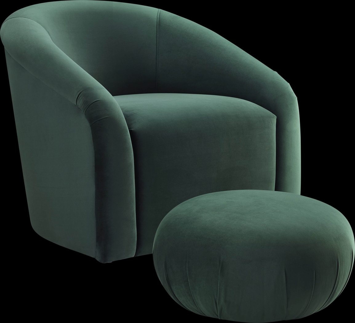 Avera Elle Green Accent Chair and Ottoman Set - Thumbnail - Image 1