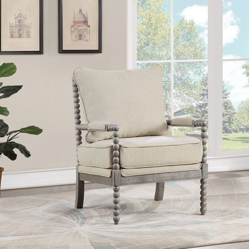 Avinelle Beige Accent Chair - Thumbnail - Image 2
