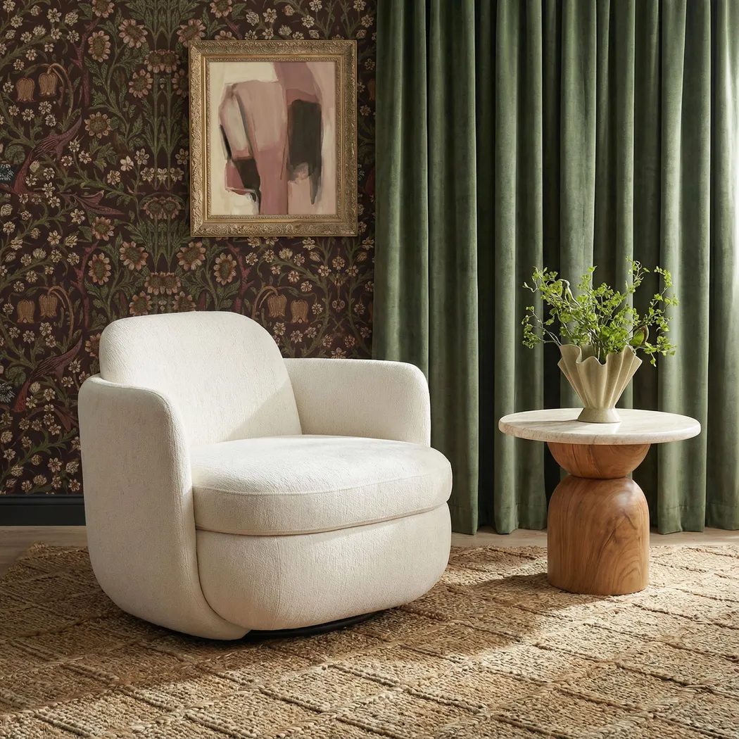 Avishan Cream Swivel Accent Chair - Thumbnail - Image 2
