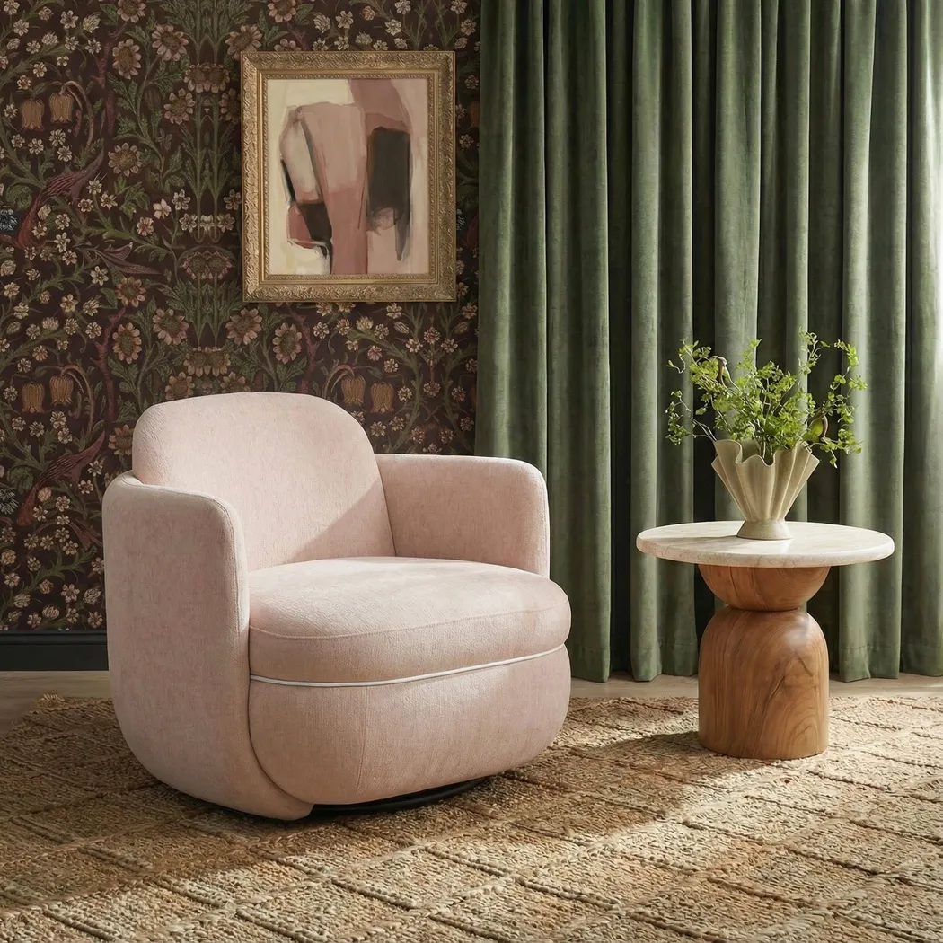 Avishan Pink Swivel Accent Chair - Thumbnail - Image 2