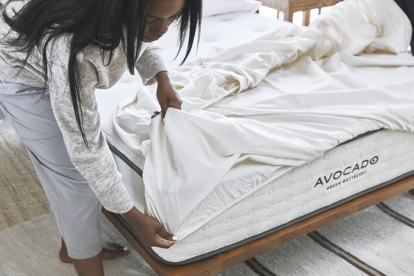 Avocado Organic Cotton White 4 Pc Full Bed Sheet Set - Image 5