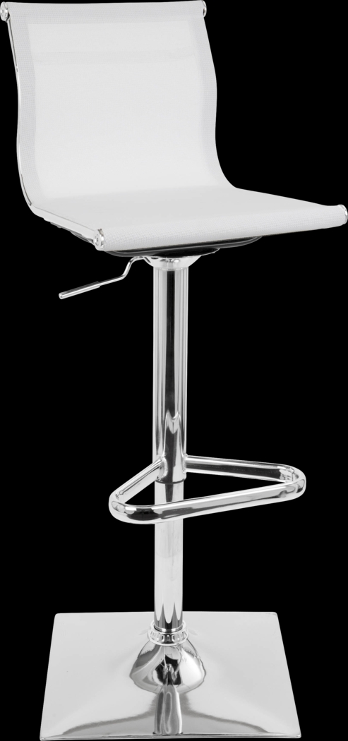 Avrum White Chrome Adjustable Swivel Barstool - Thumbnail - Image 1