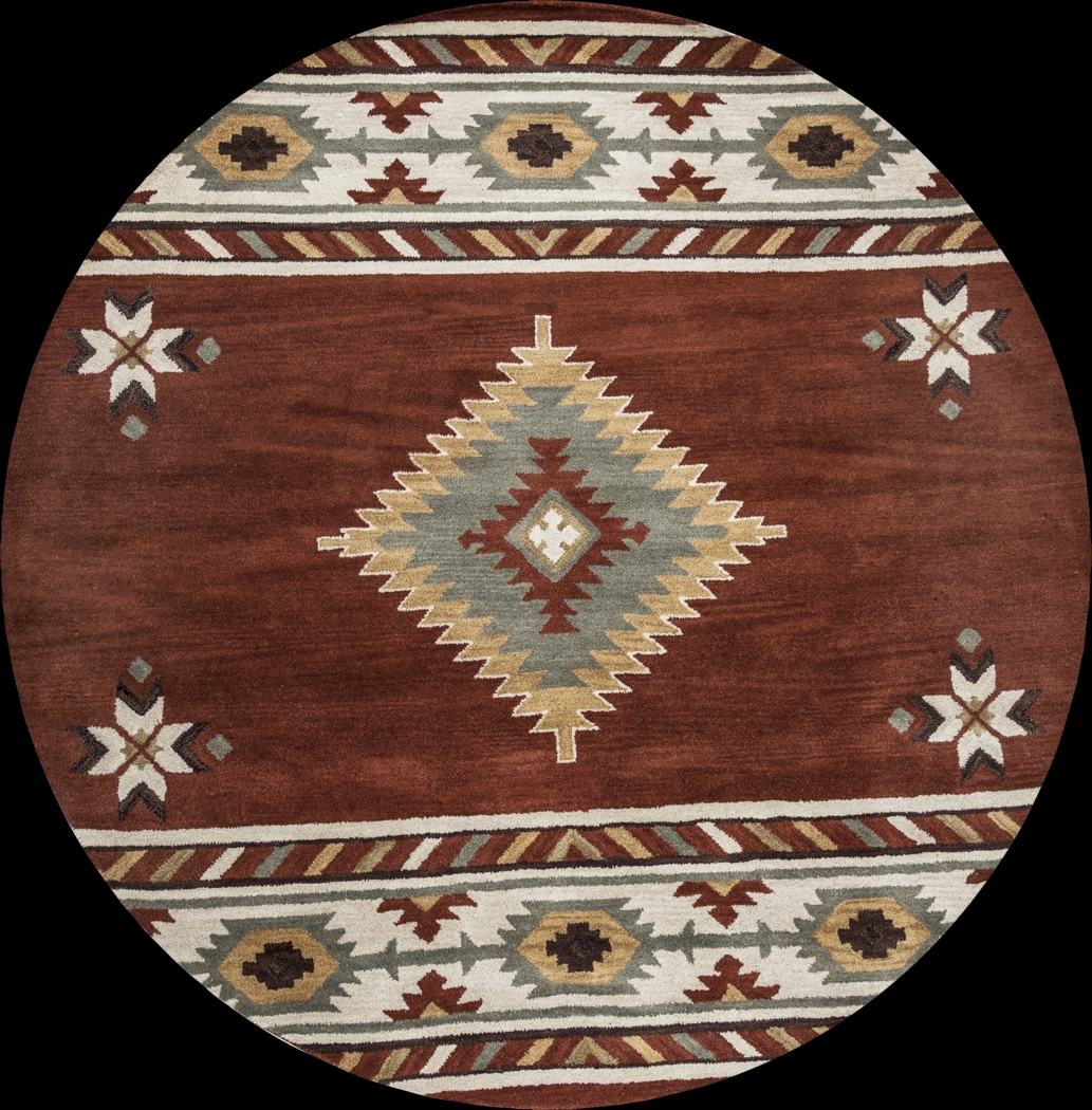 Awena Red 8' Round Rug - Thumbnail - Image 1