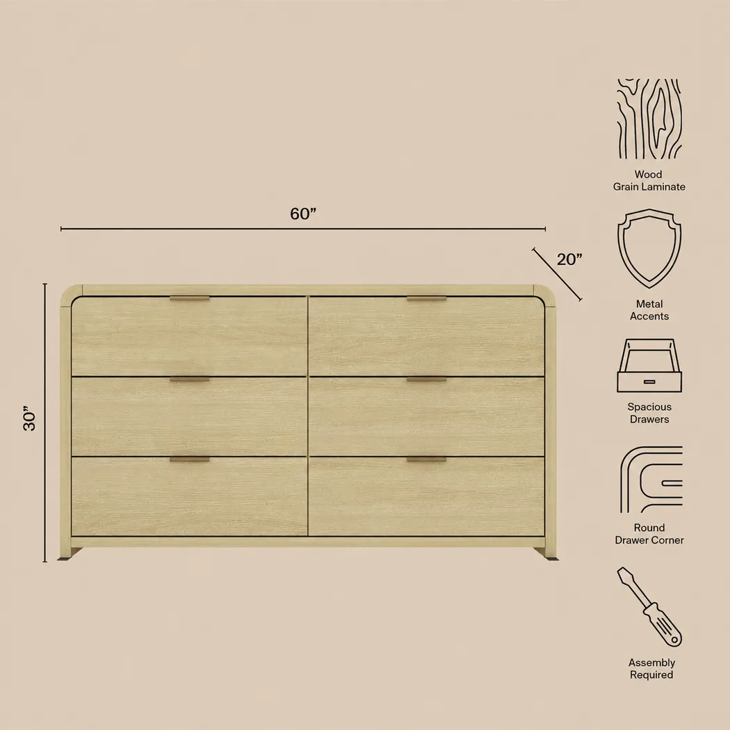 Awidi Oak/Gold Dresser - Image 8