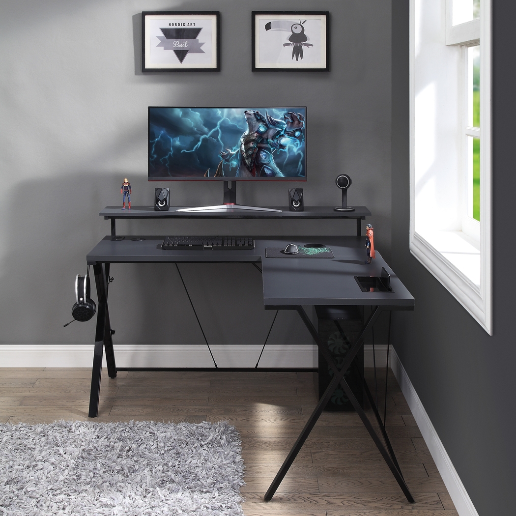 Axyon Gray L- Shaped Gaming Desk - Thumbnail - Image 11
