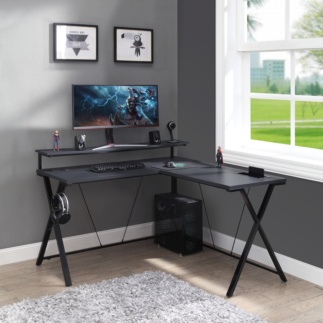 Axyon Gray L- Shaped Gaming Desk - Thumbnail - Image 10