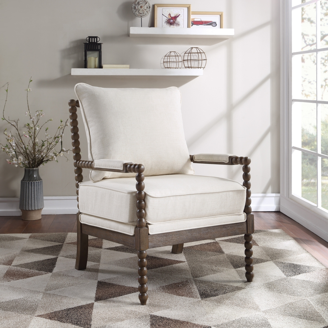 Ayleen Cream Accent Chair - Thumbnail - Image 2