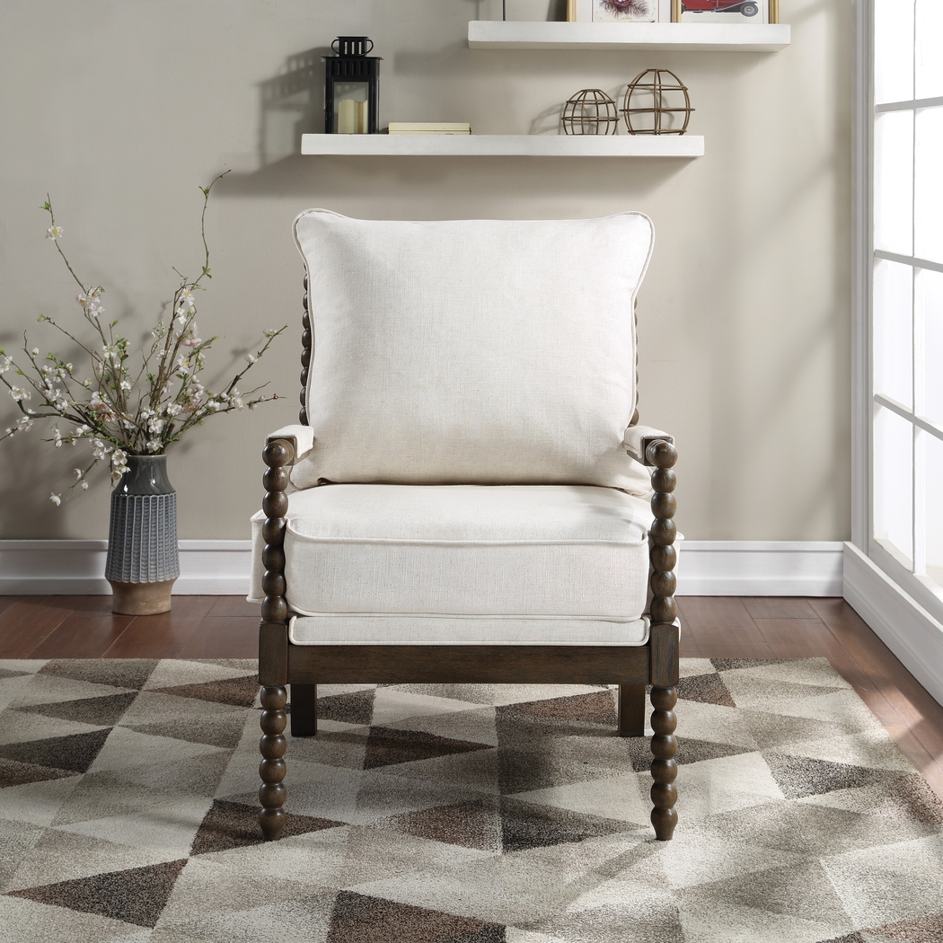 Ayleen Cream Accent Chair - Thumbnail - Image 3