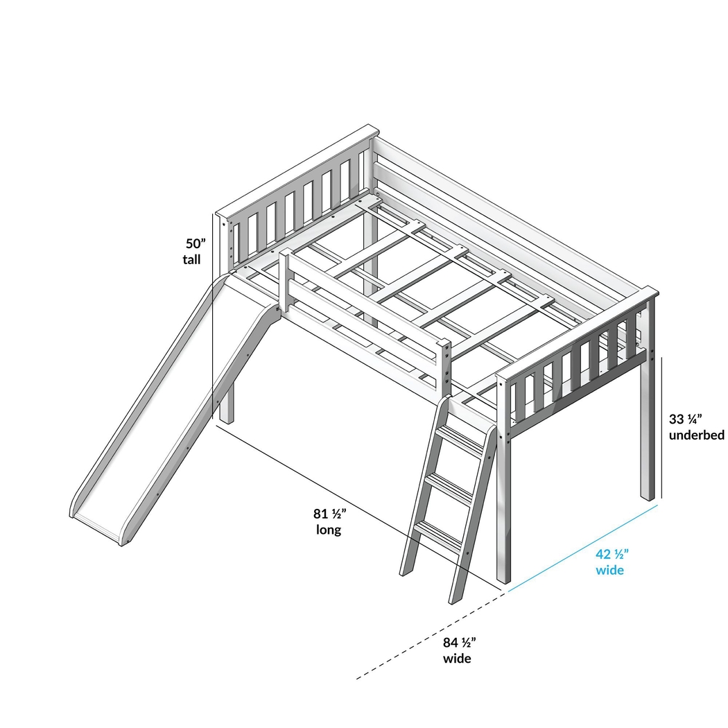 Kids Ayleth Brown Twin Low Loft Bed with Slide and Purple Tent - Thumbnail - Image 7