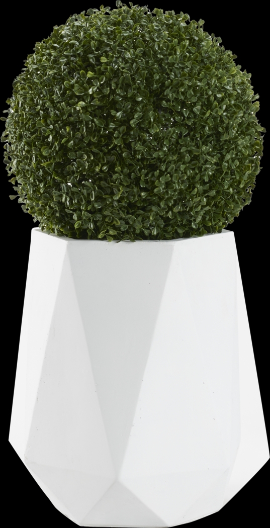 Aylin Green 28 in. Artificial Boxwood Ball in Small White Planter - Thumbnail - Image 1