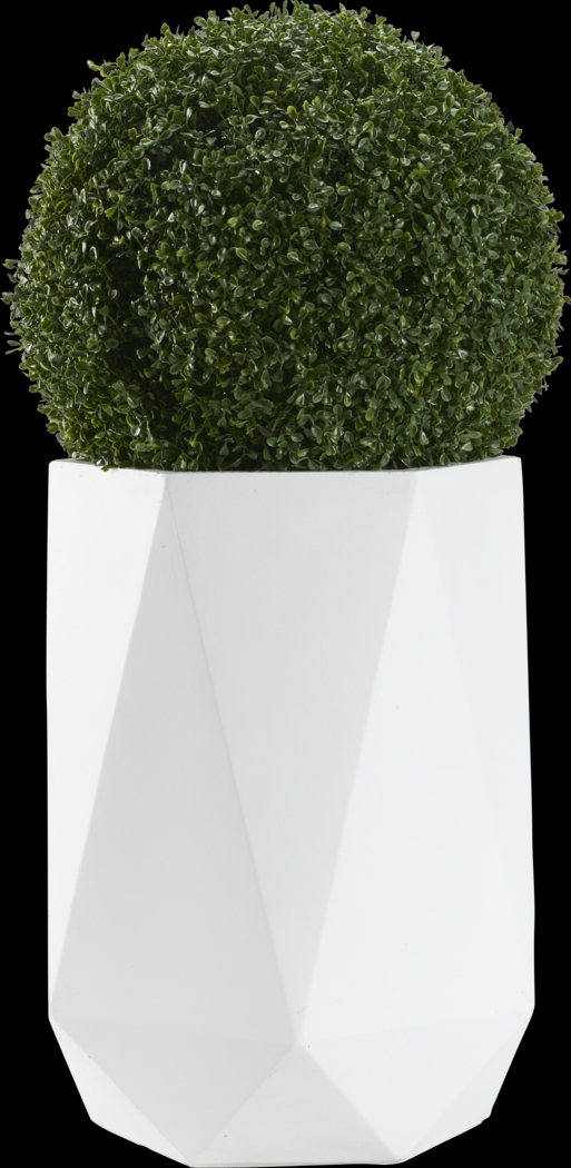 Aylin Green 38 in. Artificial Boxwood Ball in White Planter - Thumbnail - Image 1