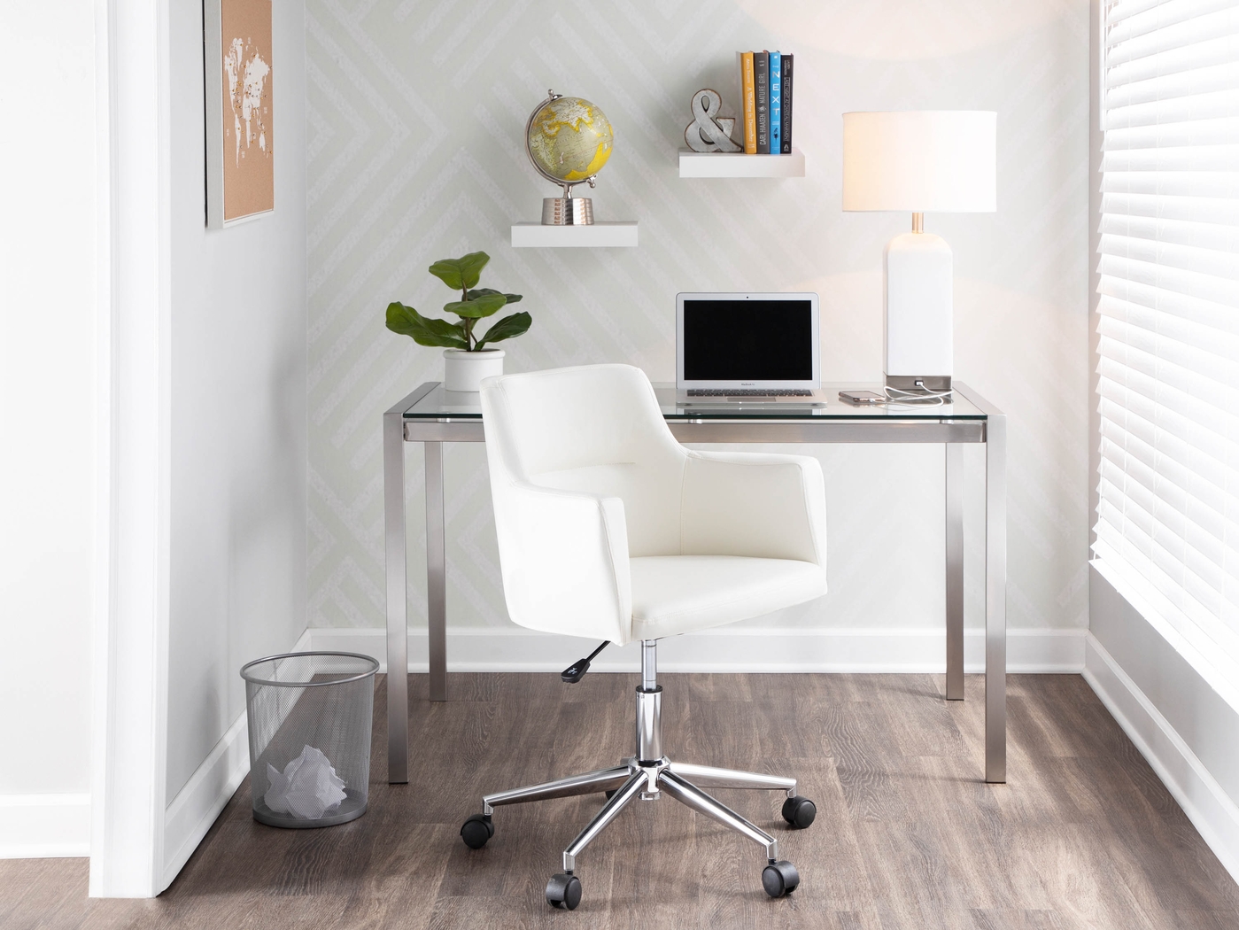 Aymard White Office Chair - Thumbnail - Image 8