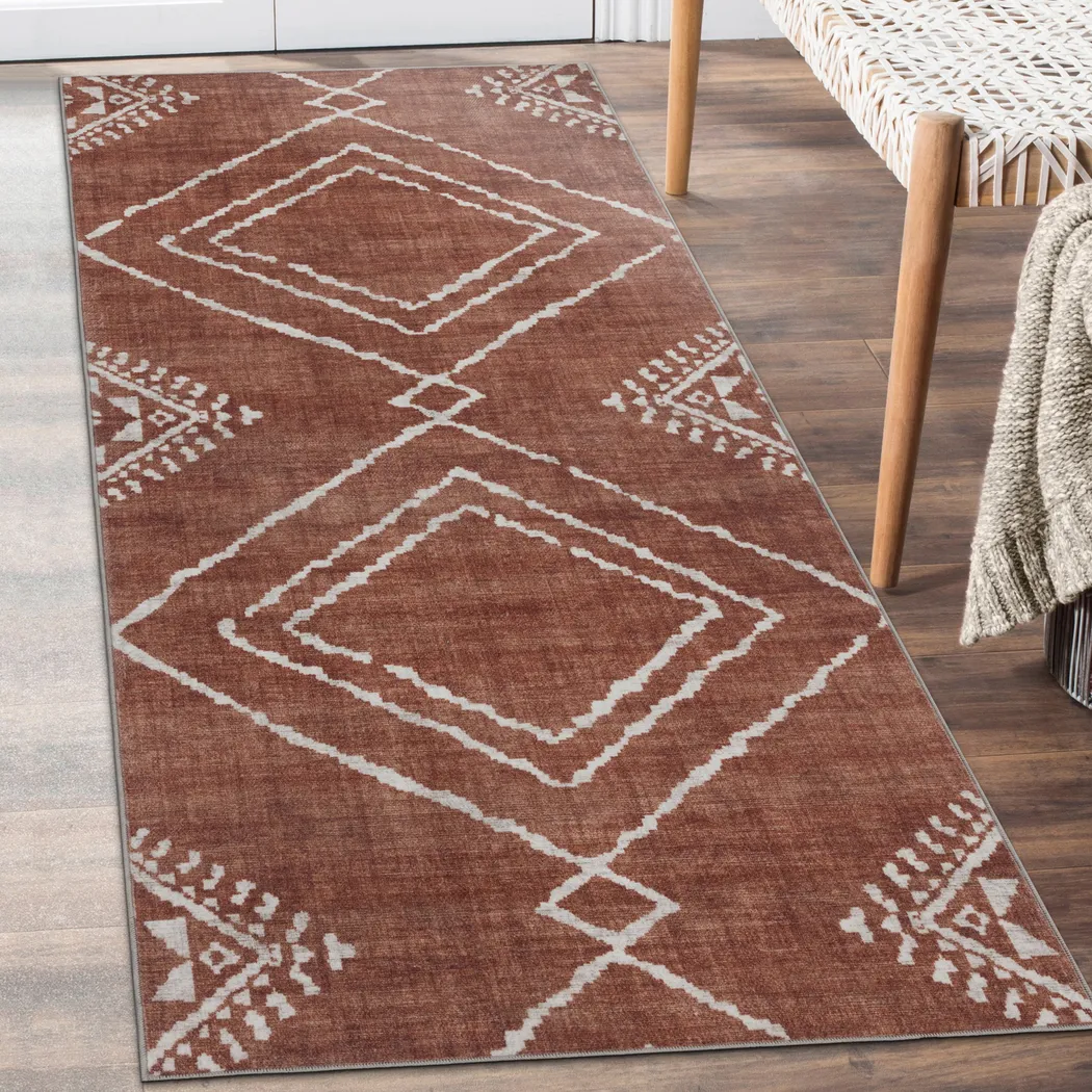 Azali Orange 2'6 x 6' Indoor/Outdoor Runner Rug - Thumbnail - Image 3