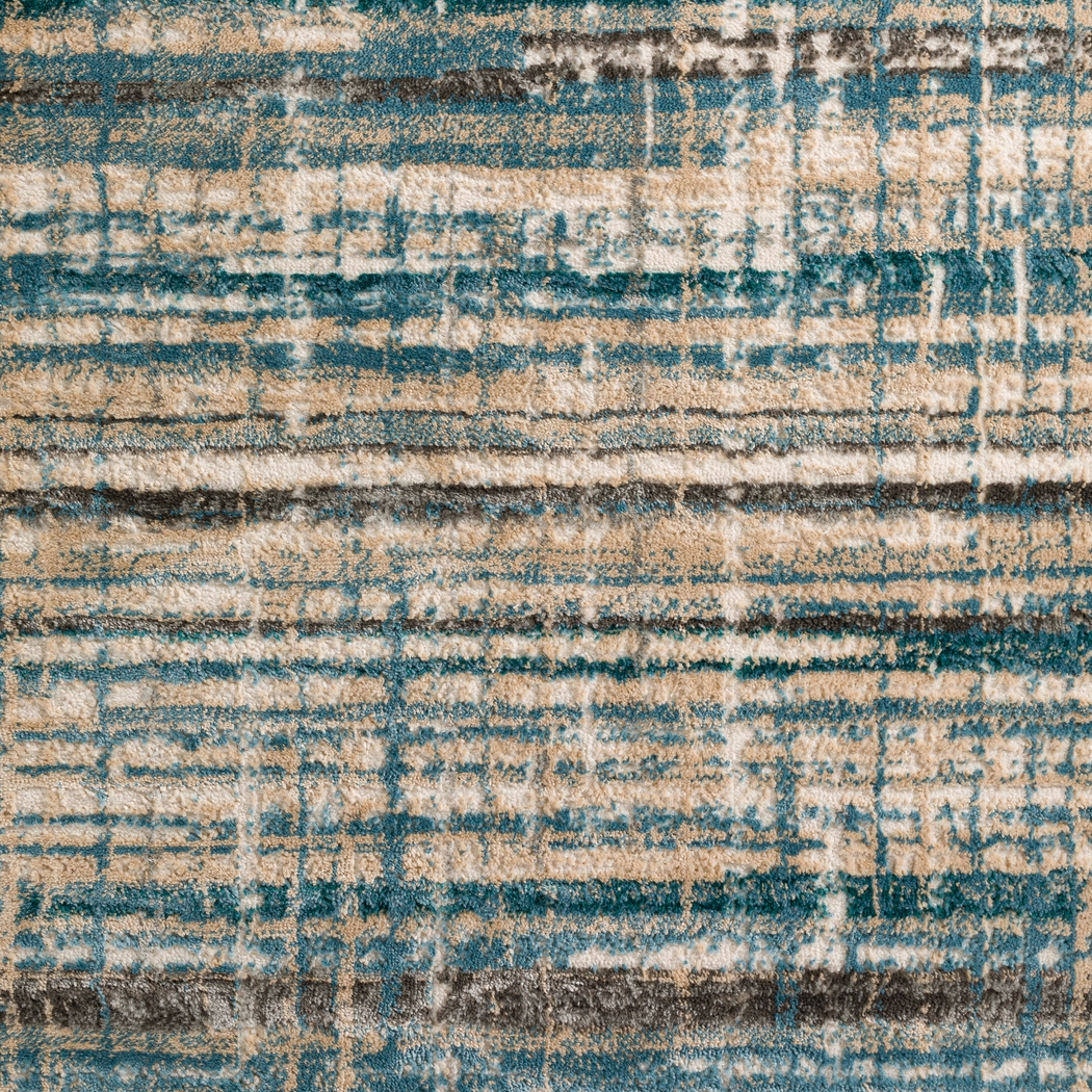 Azmer 3' x 5' Blue/Brown Rug - Thumbnail - Image 2