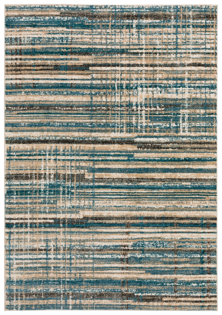 Azmer 5' x 7' Blue/Brown Rug - Thumbnail - Image 1
