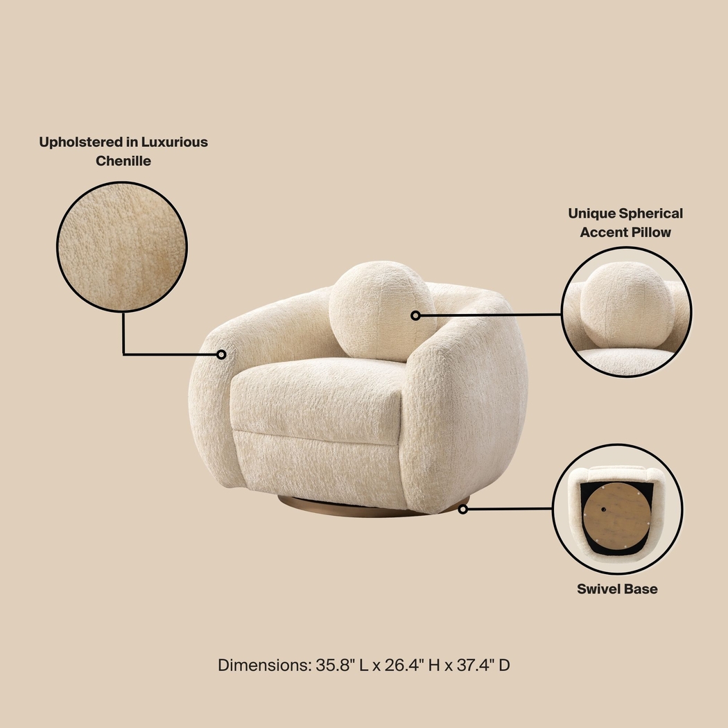 Azurelee Cream Accent Chair - Thumbnail - Image 10