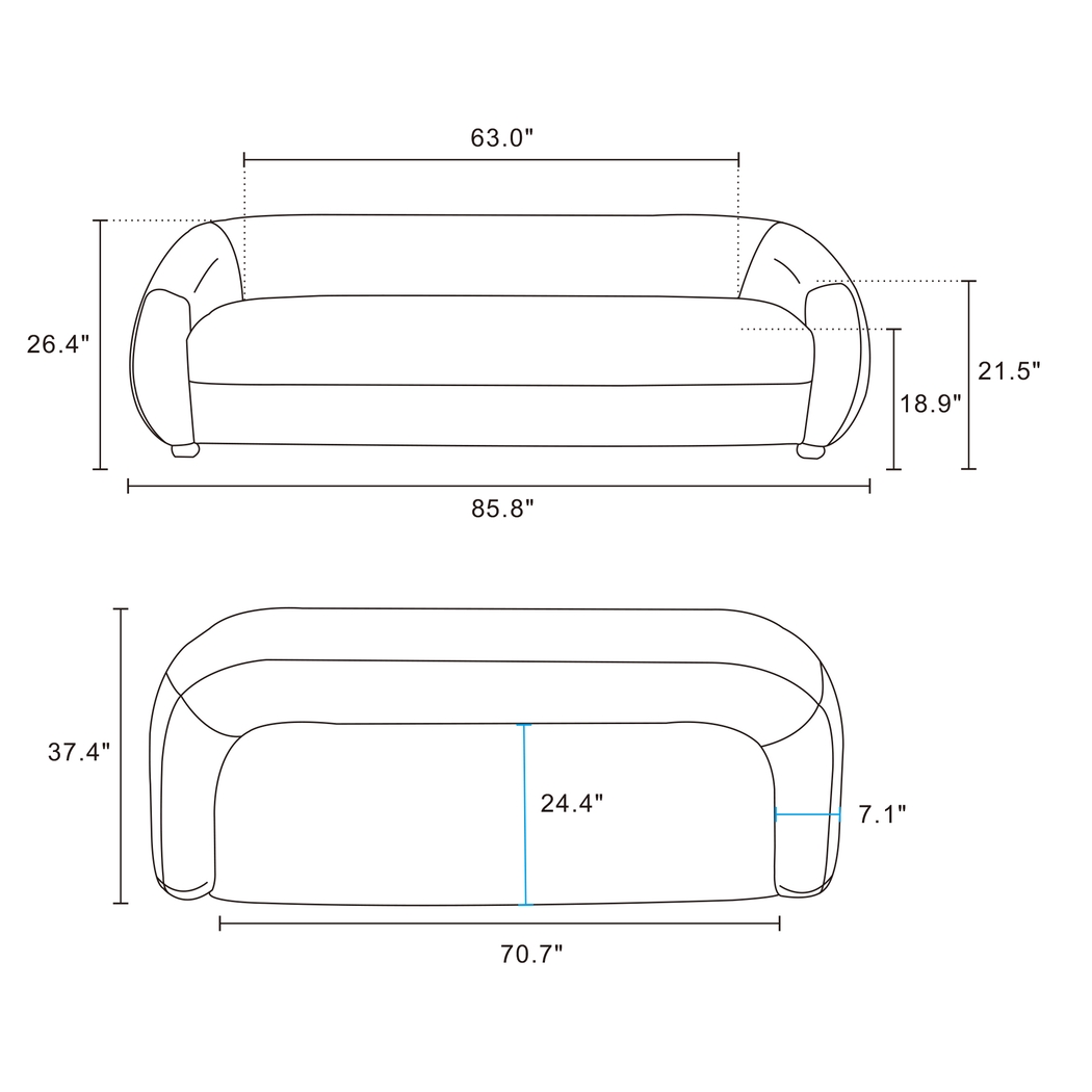 Azurelee Cream Sofa - Thumbnail - Image 11