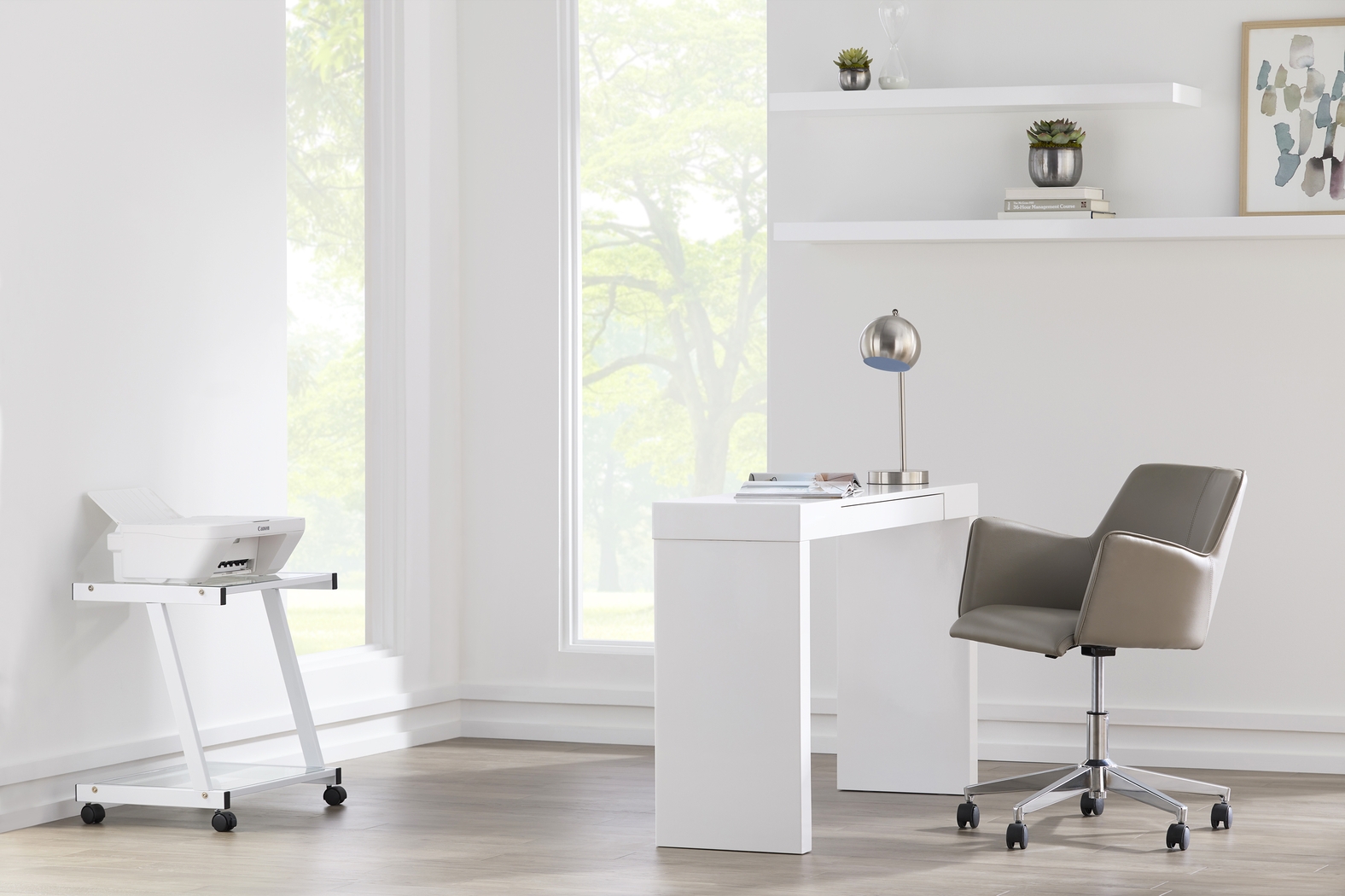 Babineaux I Taupe Office Chair - Thumbnail - Image 2