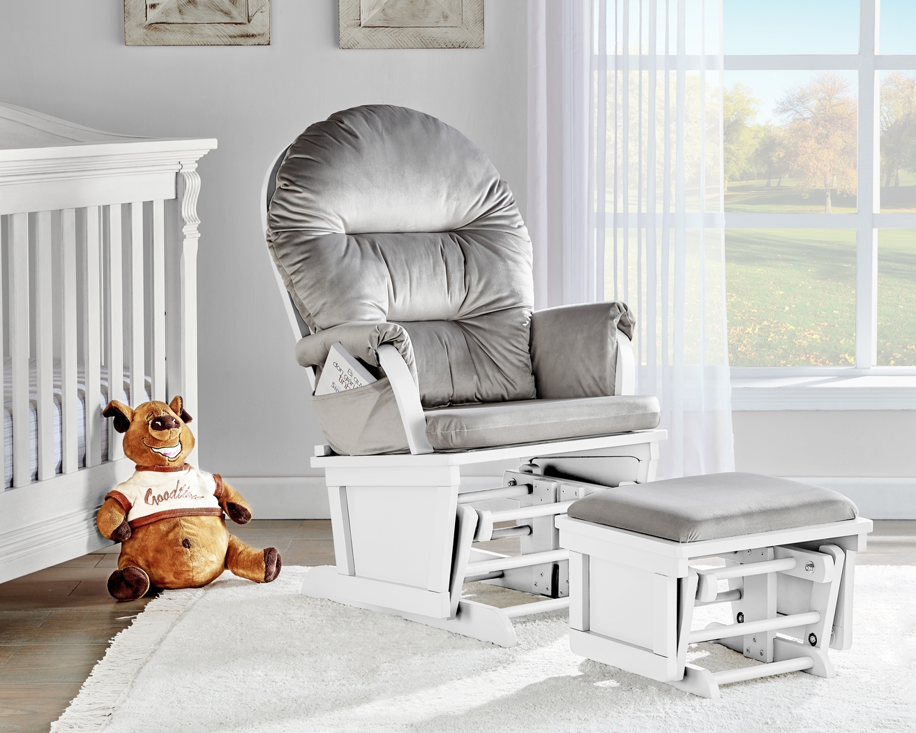 Nursery Faolan Light Gray Glider and Ottoman - Thumbnail - Image 4