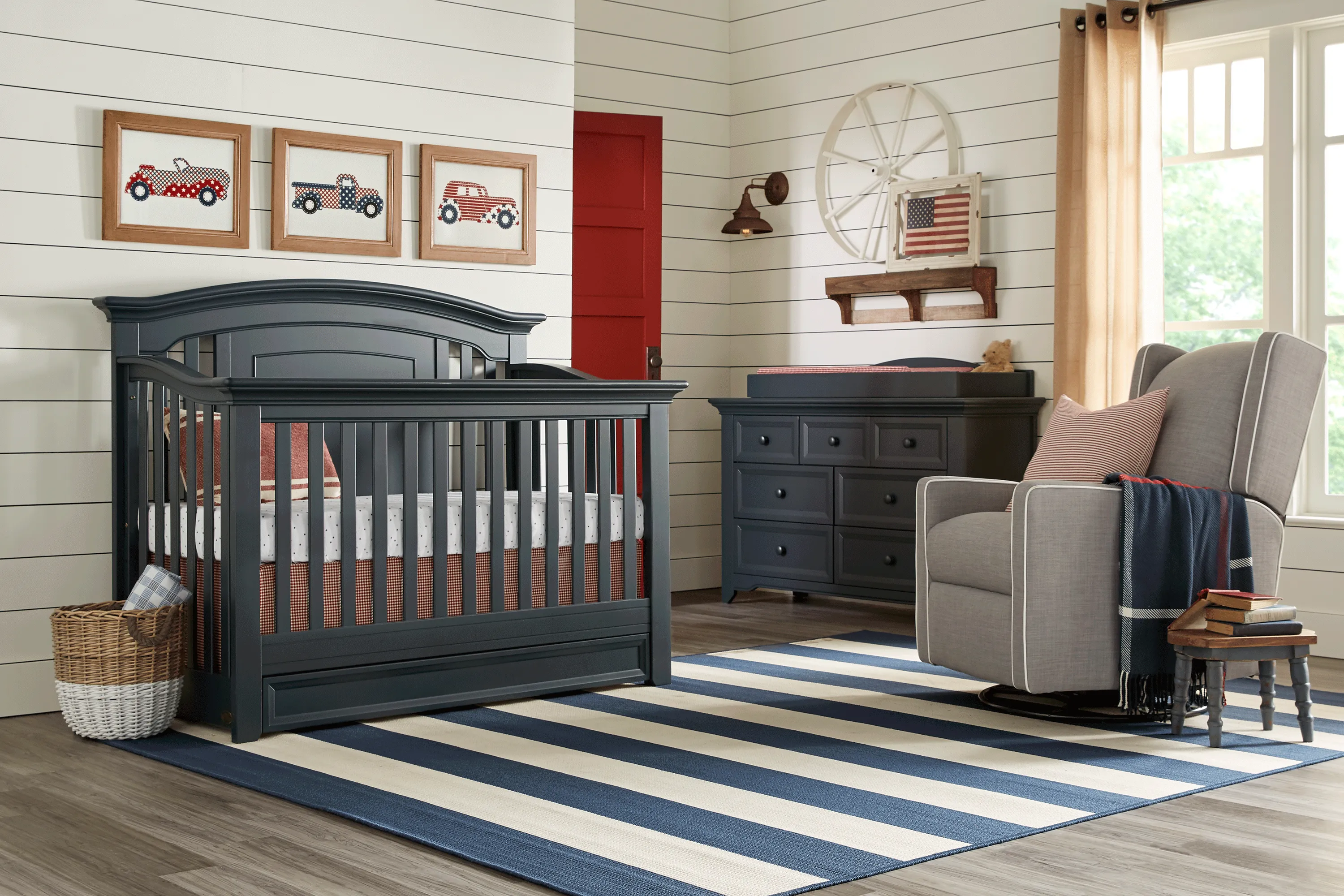 Baby Cache Harborbridge Navy 6 Pc Nursery with Toddler & Conversion Rails - Thumbnail - Image 1