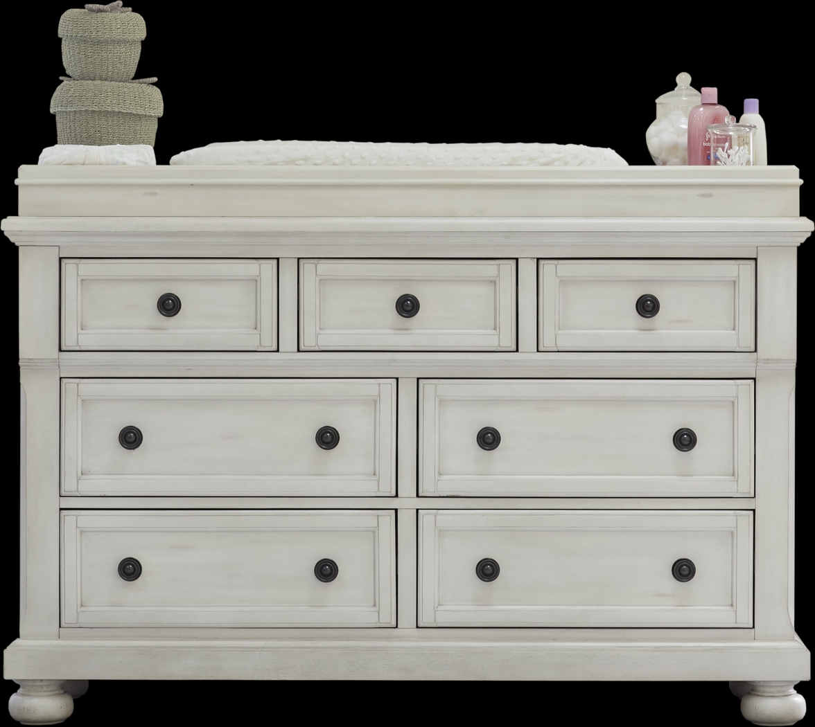 Baby Cache Prestcott Antique White Dresser with Changing Topper and Pad - Thumbnail - Image 1