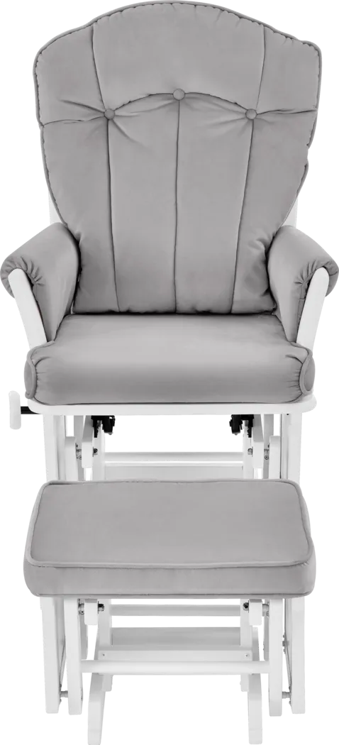 Baby Cache Vanya Light Gray-White Glider and Ottoman - Thumbnail - Image 2