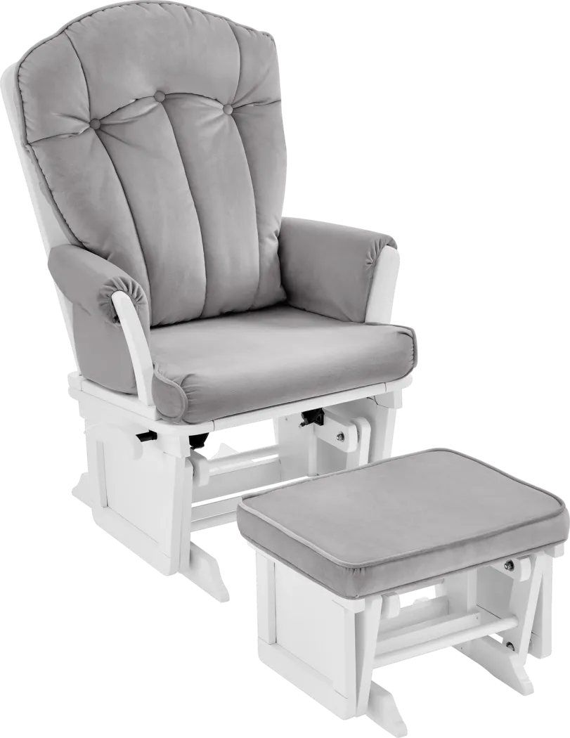 Baby Cache Vanya Light Gray-White Glider and Ottoman - Thumbnail - Image 1