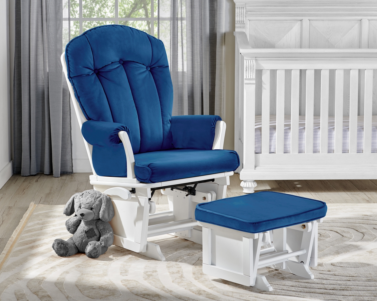 Baby Cache Vanya Navy Glider and Ottoman - Thumbnail - Image 4