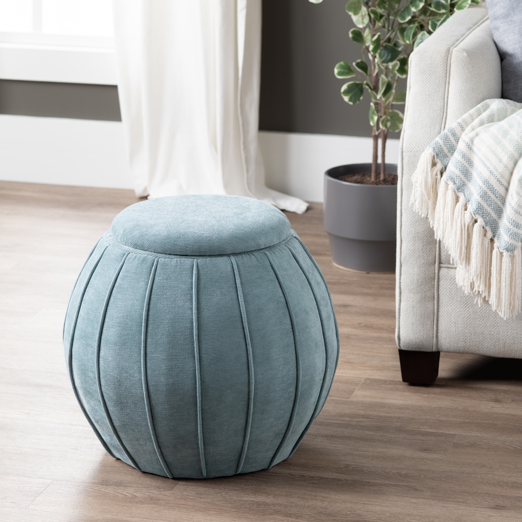 Baccharis Blue Storage Ottoman - Thumbnail - Image 2