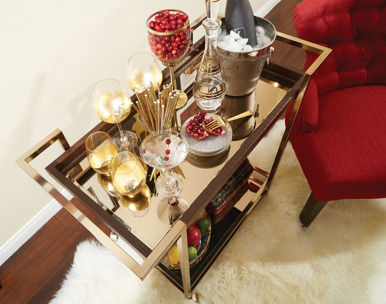 Baffeton White Bar Cart - Thumbnail - Image 2