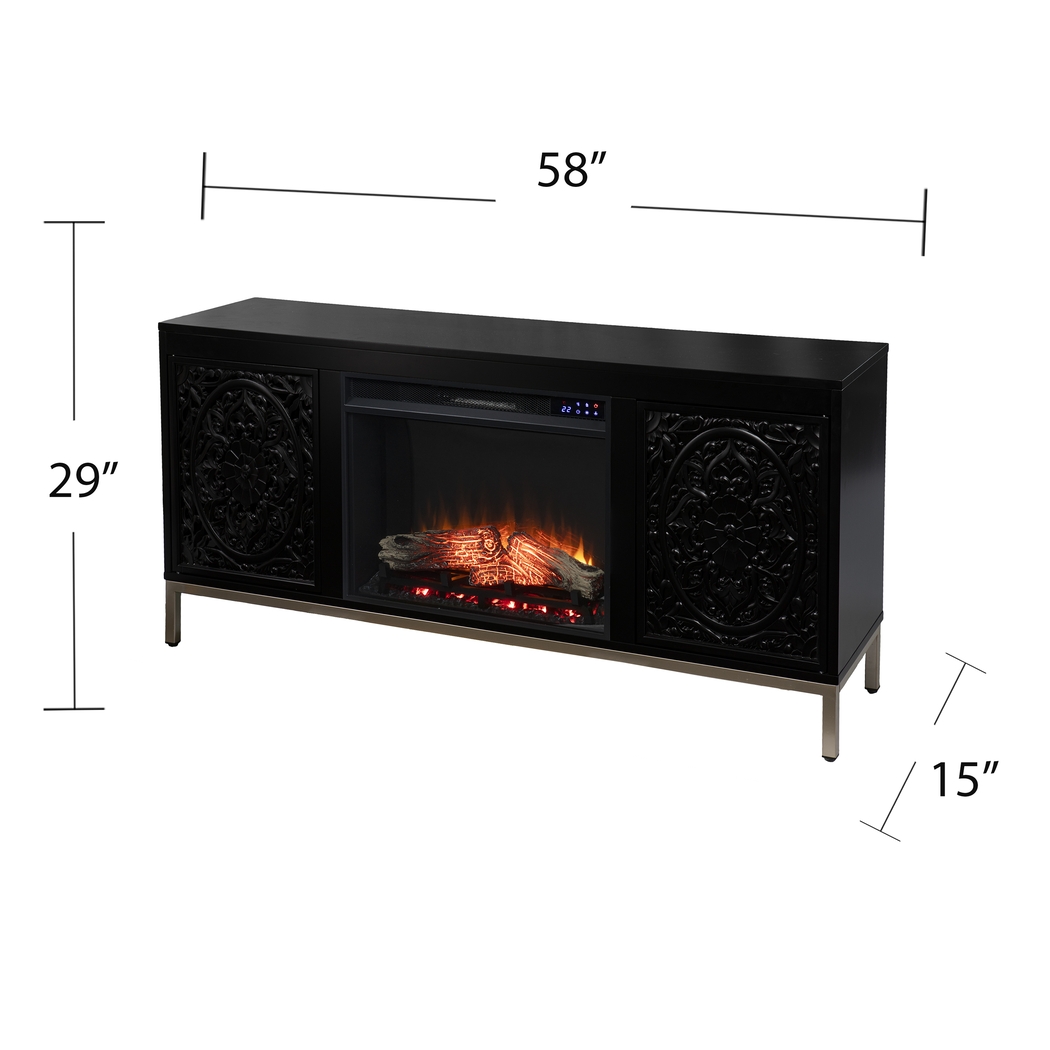 Baillon IV Black 58 in. Console, With Touch Panel Electric Fireplace - Thumbnail - Image 4