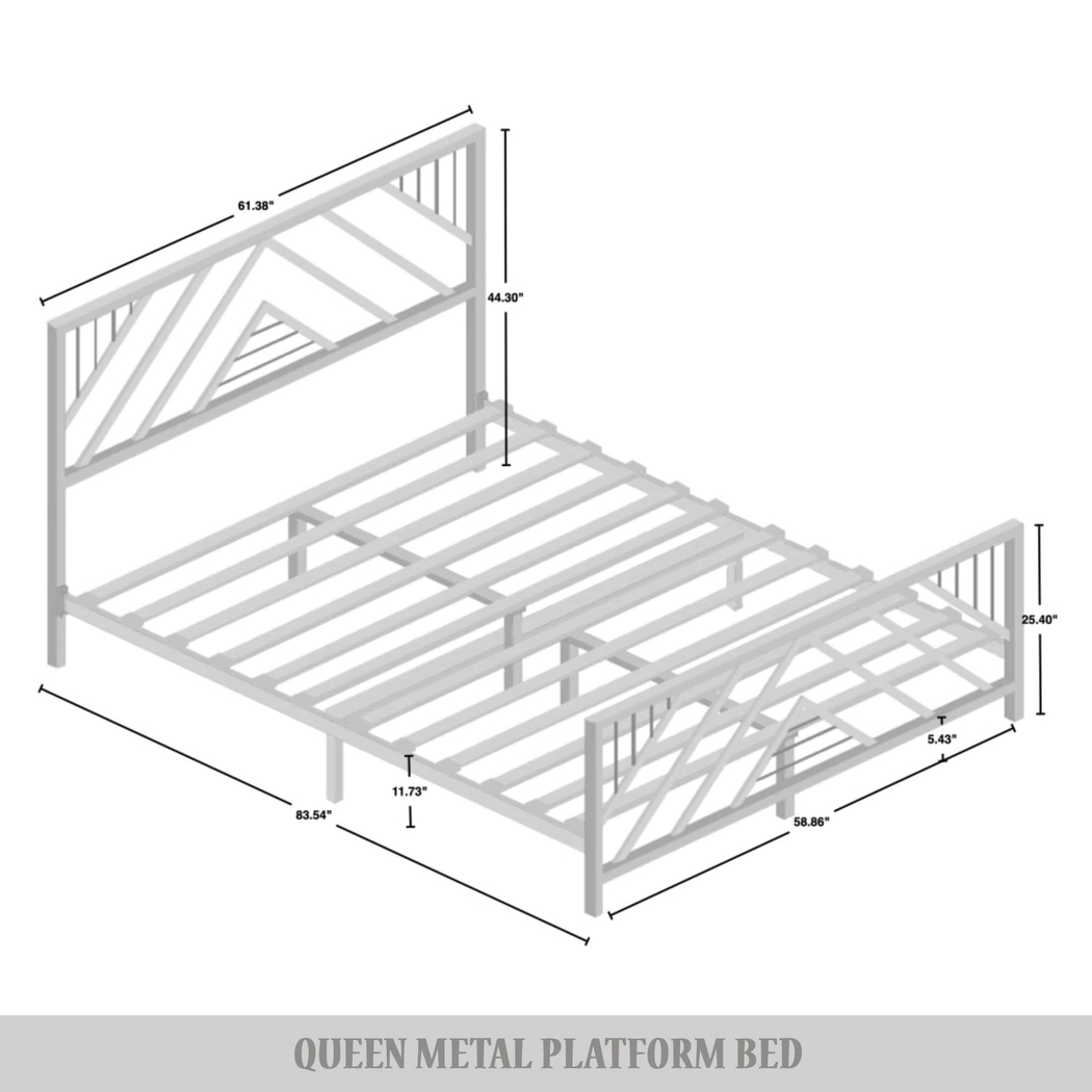 Bainfair Black Queen Metal Bed - Thumbnail - Image 7