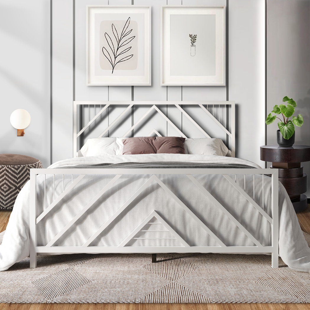 Bainfair White Twin Metal Bed - Thumbnail - Image 2