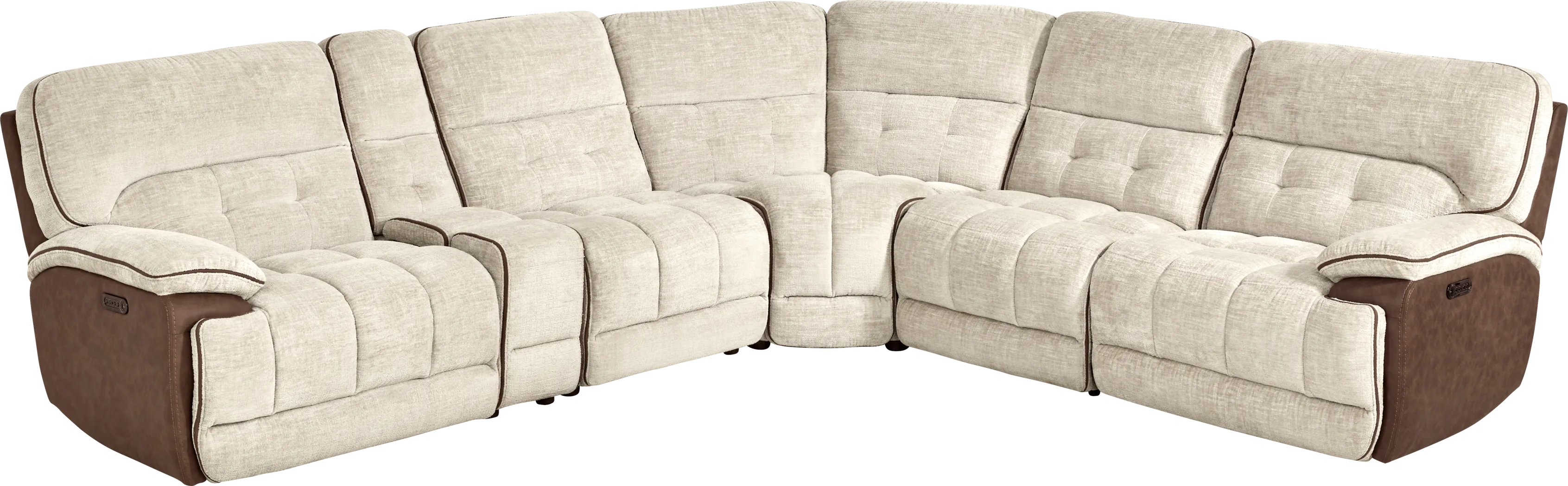 Bakersfield Beige 6 Pc Dual Power Reclining Sectional - Thumbnail - Image 3