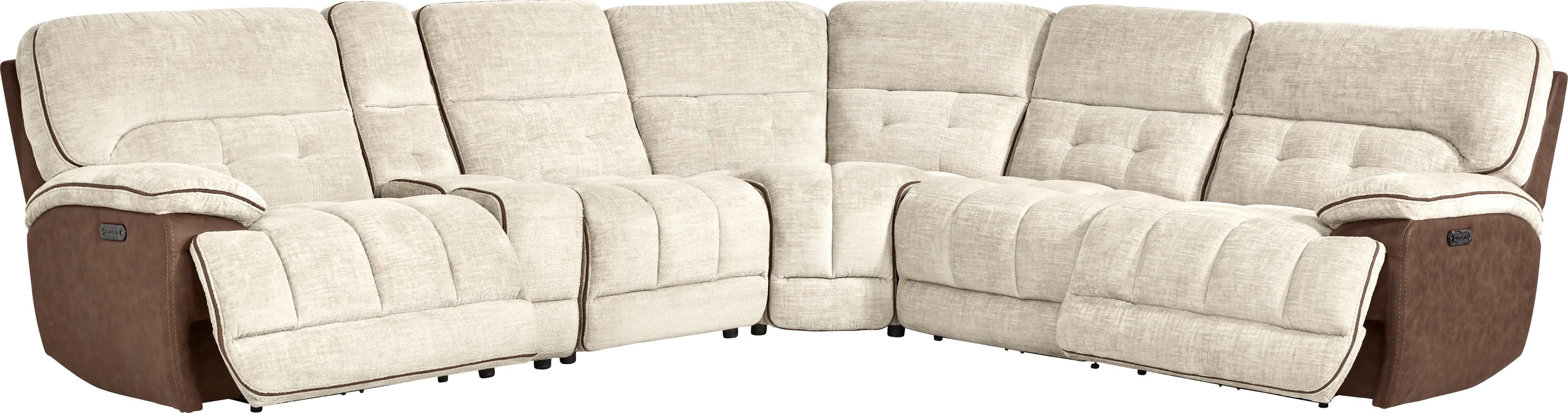 Bakersfield Beige 6 Pc Dual Power Reclining Sectional - Thumbnail - Image 1