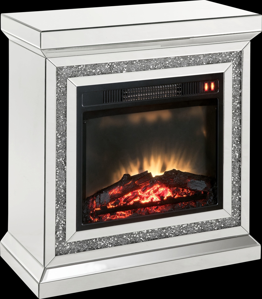 Balaton Silver 28 in. Console, With Electric Fireplace - Thumbnail - Image 1