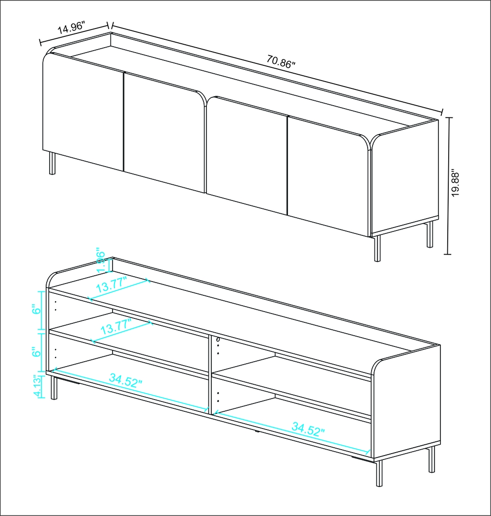Balcome White 71 in. Console - Thumbnail - Image 10