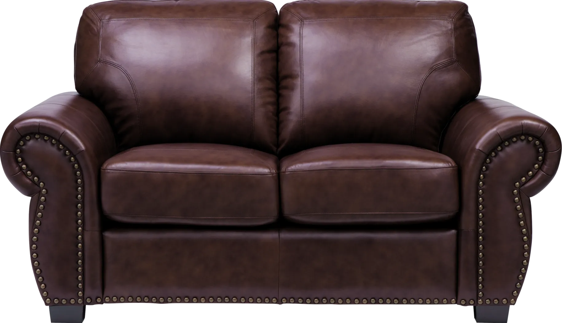 Balencia Dark Brown Leather Loveseat - Thumbnail - Image 1