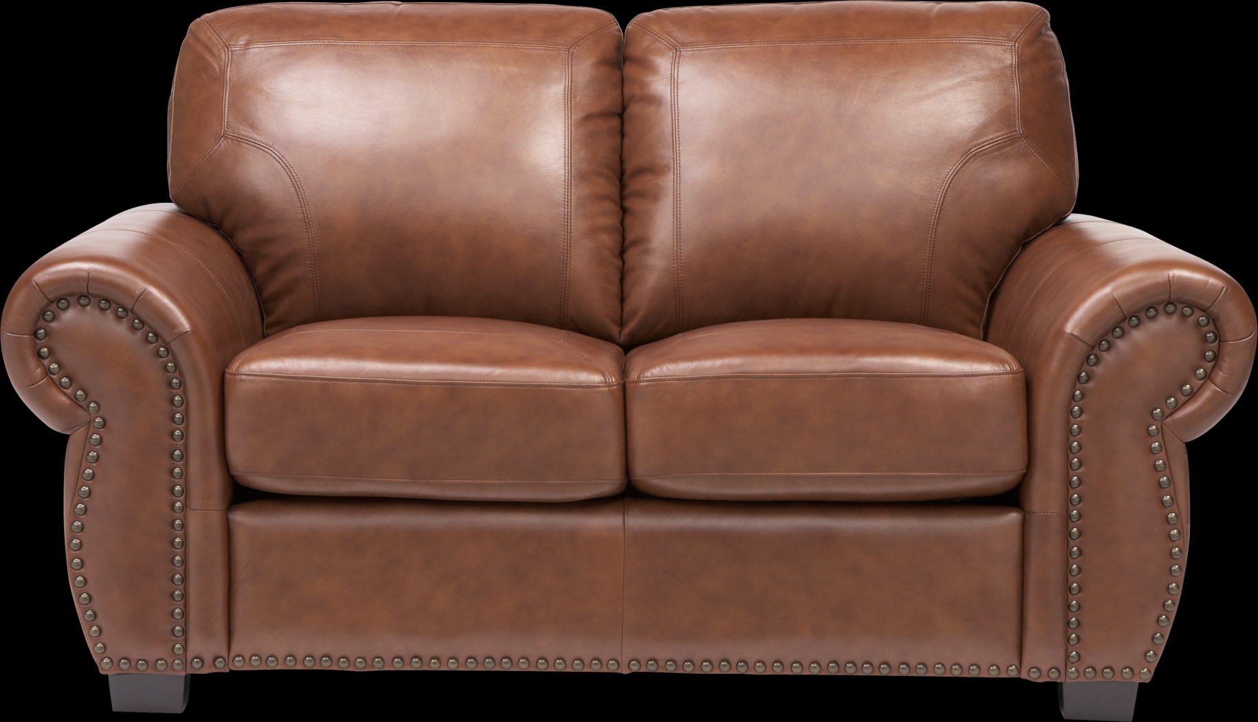Balencia Light Brown Leather Loveseat - Thumbnail - Image 1