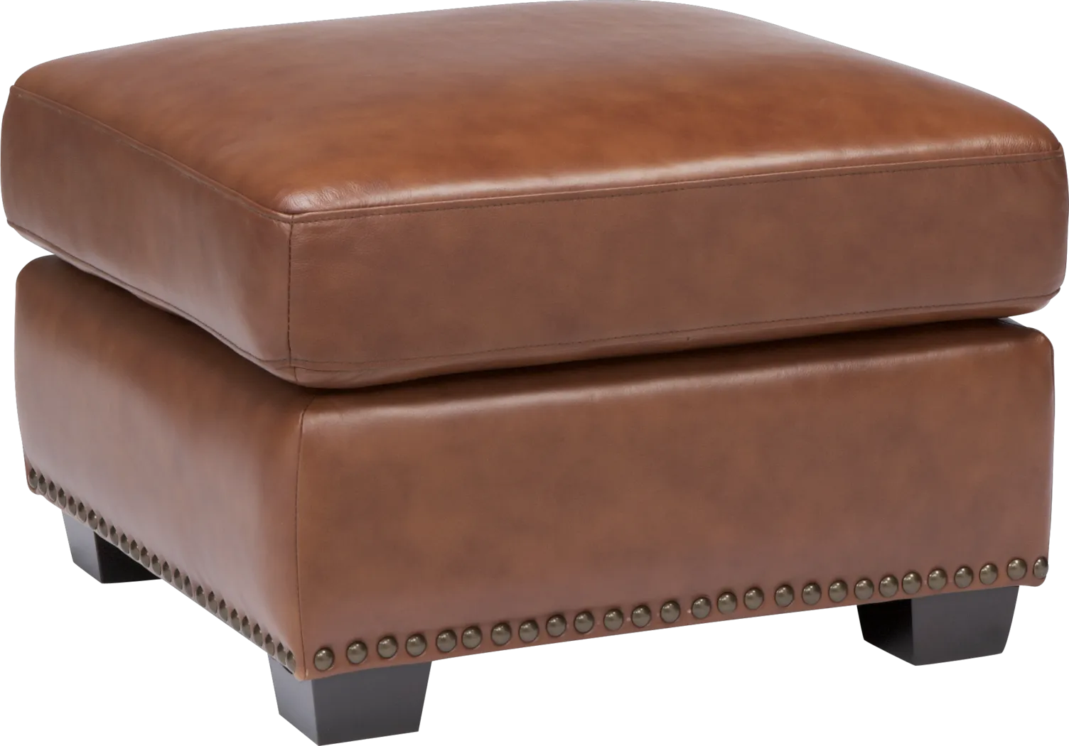 Balencia Light Brown Leather Ottoman - Thumbnail - Image 1